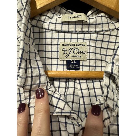 J.Crew Men’s Classic Stretch Button Down Blue White XL Casual Work preppy - Picture 4 of 6